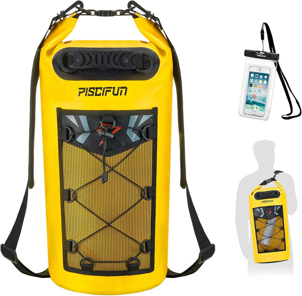 Piscifun Dry Bag, Waterproof Floating Backpack 5L/10L/20L/30L/40L with Waterproof Phone Case for Fishing, Kayaking,