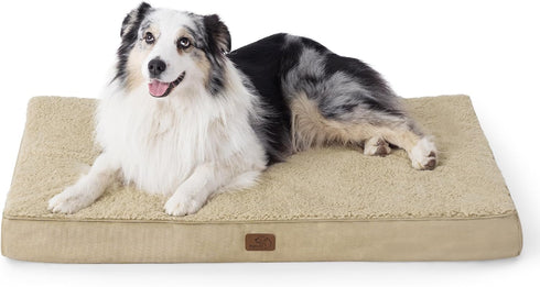 Bedsure Extra Large Orthopedic Dog Crate Bed - Waterproof Dog Bed with Removable Washable Cover, Khaki