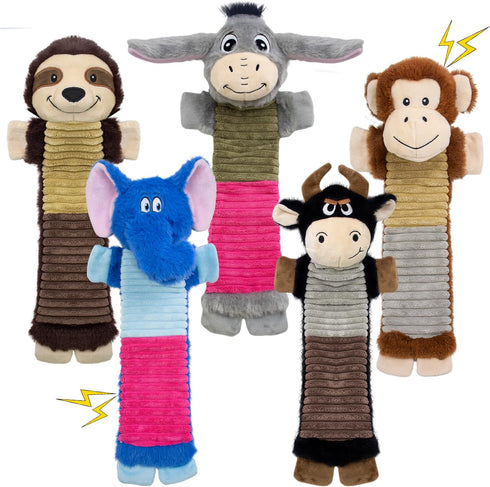 MeetYooo 5 Pack No Stuffing Dog Squeaky Toys, Dog Chew with Crinkle and