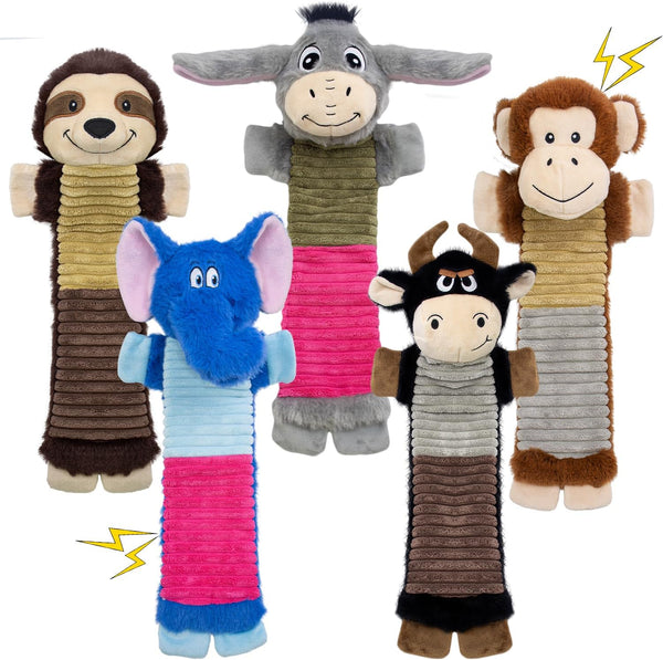 MeetYooo 5 Pack No Stuffing Dog Squeaky Toys, Dog Chew with Crinkle and