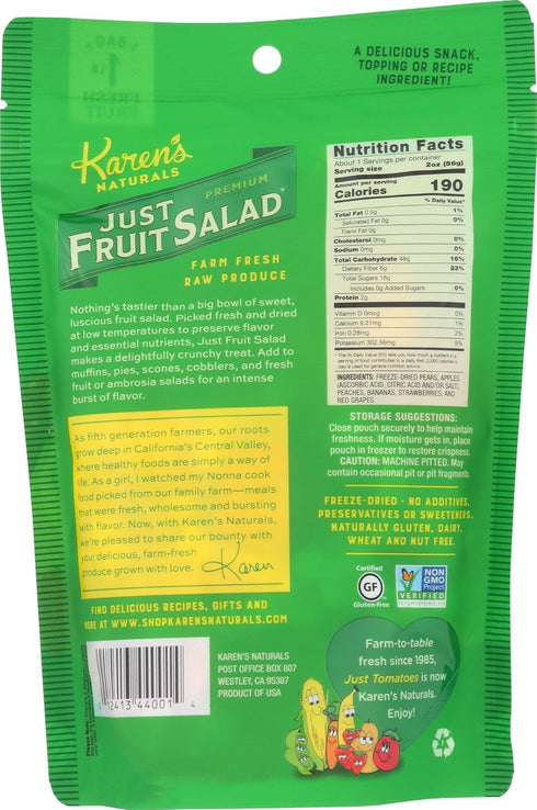 2 oz, Karens Naturals Freeze Dried Mixed Fruit Snack, No Sugar Added, Healthy Fruit Snack, Non-GMO, Vegan, Gluten Free
