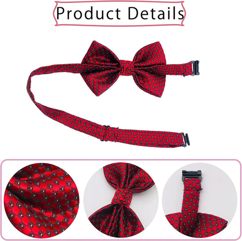 10pcs Small Dog Bowties for Puppy Boys, Adjustable Plaid Neck Bows for Party Costumes and Grooming
