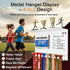2-Bar 50+ Running Medal Display with Trophy Shelf, Race Bib Holder and Whiteboard, Medal Holder for Medals with Flag