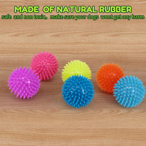 2.5" Squeaky Dog Balls for Small Medium Dogs, 6 Pack Chew Toys with Spike for Teeth Cleaning (green)