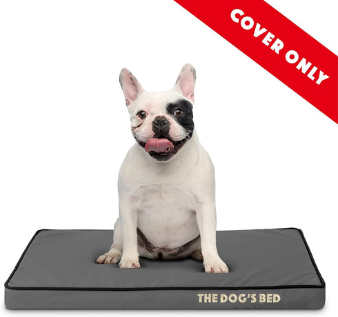 Replacement Outer Cover ONLY (OUTER COVER ONLY - NO BED, NO WATERPROOF INNER) for The Dog's Bed, Washable Oxford Fabric, Small 28” x 19” x 2” (Grey with Black Piping)