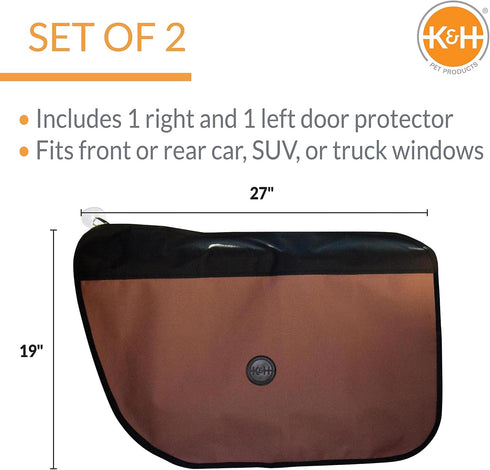 K&H Pet Products Vehicle Door Protector Tan, 2 Packs Interior Car Door Protector from Dog Scratching, Sedan and SUV Pet Protector for Car Door Scratches