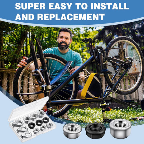 Zacro 18pcs Bike Wheel Axle Nut and Bicycle Hub Safety Washer Kit for Mountain Road Commute Bikes