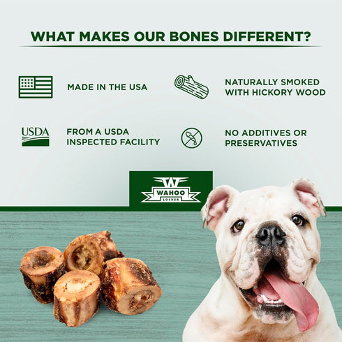 W WAHOO LOCKER 1.5in, 4 Count Wahoo Locker Smoked Beef Bones for Dogs