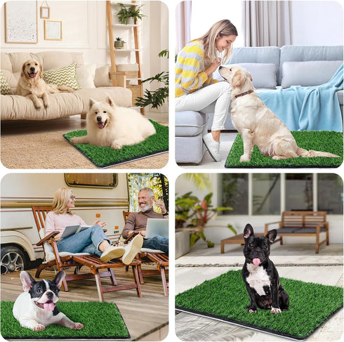 2025", Dog Grass Mat with Pee Pad Small Dog Litter Box Indoor Artificial Turf Grass Porch Waterproof Patio Potty Tray