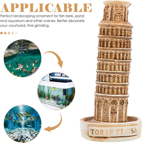 Amosfun 3pcs Leaning Tower of Pisa Model, Resin Decoration Collectible Figure for Fish Tank Landscape Architecture