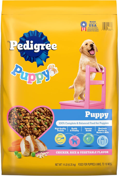 Pedigree Puppy Dry Puppy Food, Chicken, Rice, and Vegetable Flavor, 14 lb Bag