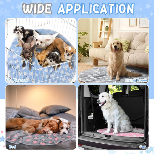4 Pcs Round Whelping Pee Pads, Washable for Dogs, Waterproof Training Pads, Non-Slip Cat Dog Bed Mat for Crate Kennel