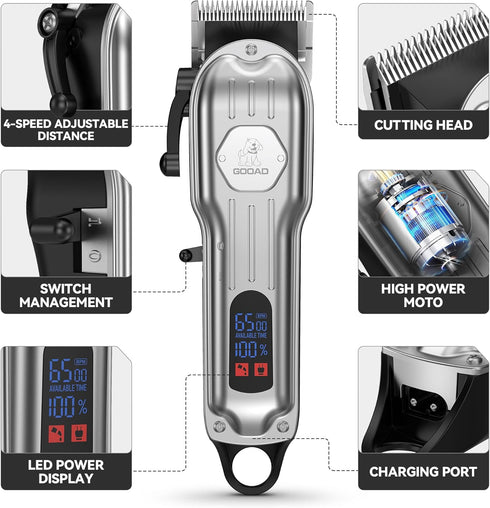 Trimmer,Rechargeable Dog Grooming Kit for Heavy Thick Hair&Coats,Low Noise Dog Hair Cordless Pet Shaver with Stainless