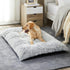 BFPETHOME Dog Beds for Large Dogs, Plush Crate Bed, Washable Mats with Anti-Slip Bottom, 36 x 27 inch, Grey
