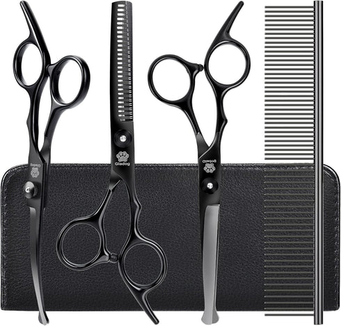 Dog Grooming Scissors Kit with Safety Round Tips, GLADOG Professional 5 in