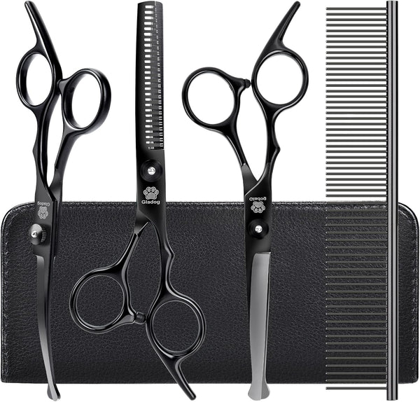 Dog Grooming Scissors Kit with Safety Round Tips, GLADOG Professional 5 in