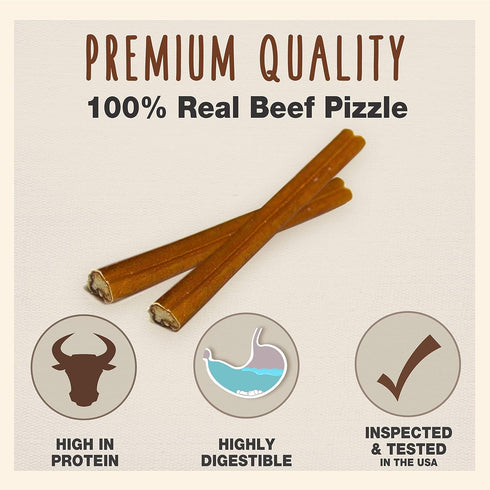 10 Count Cadet Bully Sticks for Large Dogs, All-Natural Beef Pizzle, Rawhide-Free Long-Lasting Dog Chews for Aggressive