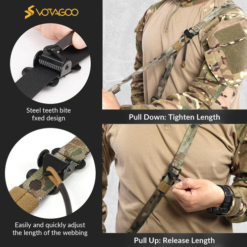 QD Sling 2 Point Quick Adjust Gun Sling with HK Hook, Soft Shoulder Pad for Hunting