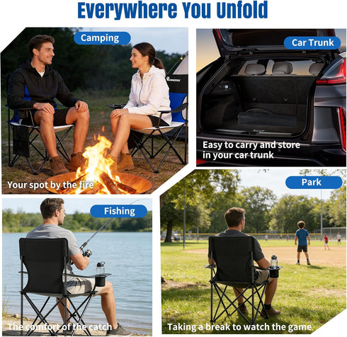 (500LBS Oversized/300LBS DIAMONDFORGE High Back Camping Chair for Adult, Portable Folding Camp Chair, Outdoor Camping