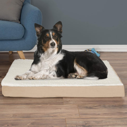 PETMAKER Orthopedic Dog Bed, 2-Layer Memory Foam, Machine Washable Sherpa Top Cover, 36x27 for Large Dogs