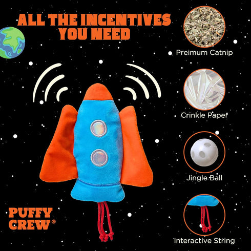 5, Interactive Catnip Cat Plush Toy, Space Travel Theme, for All Breed Size Cats (Spacecraft)