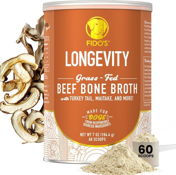 Fido's Longevity Bone Broth for Dogs - Turkey Tail + Maitake Mushroom