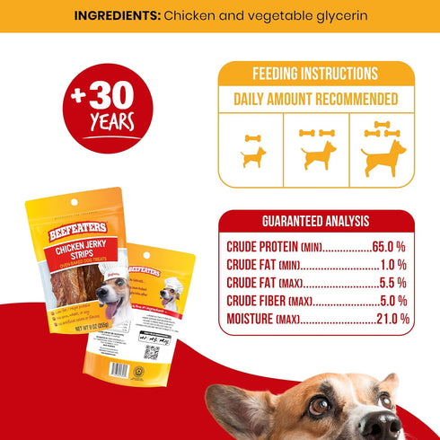 Beefeaters Dog Treats, Chicken Jerky Strips, 9oz, 100% Real Chicken Breast, Grain-Free