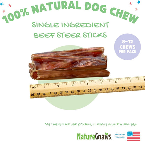 Nature Gnaws USA Steer Sticks for Dogs 5-7" (8oz) - Natural Beef Bully Chew Bones for Aggressive Chewers