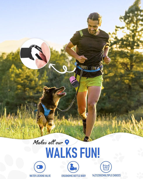 Lesotc Portable Dog Water Bottle with Dispenser and Leak Proof Bowl, Puppy Essentials for Outdoor Walking, Hiking,