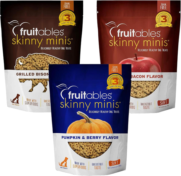 Fruitables Skinny Mini Low Calorie Dog Treats, Healthy Soft Sweet Potato Treats, 12 oz Variety