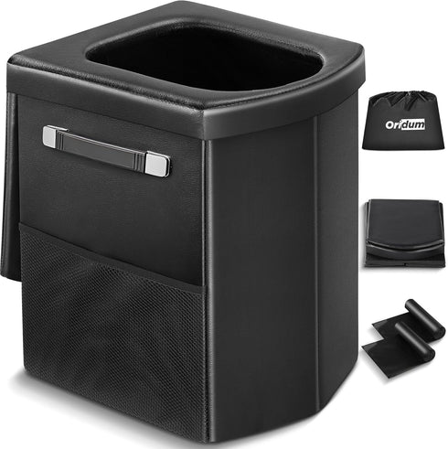 Portable Toilet for Adults, Foldable Camping Toilet with Soft & Comfortable Leather