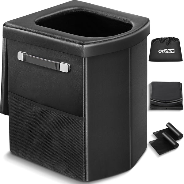 Portable Toilet for Adults, Foldable Camping Toilet with Soft & Comfortable Leather