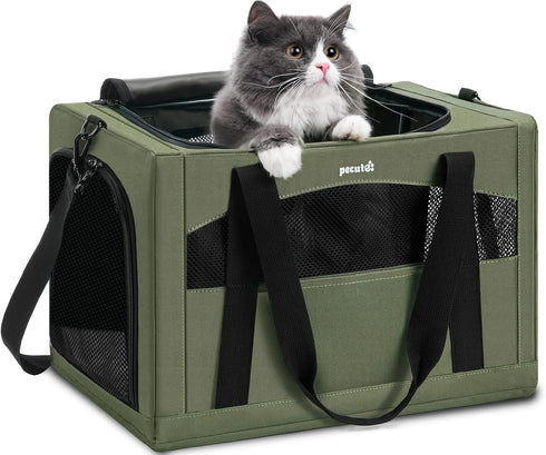 Pecute Cat Carrier Stable, Pet Carrier with Hidden Anxiety Relief Partition &