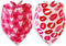 Valentine Dog Cat Bandana, Holiday Bib Kiss Lip and Candy Hearts Pattern
