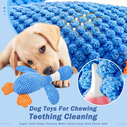 Vitscan Upgraded Goose Indestructible Dog Toys for Aggressive Chewers, Crinkle Squeaky Plush Duck Puppy Toys