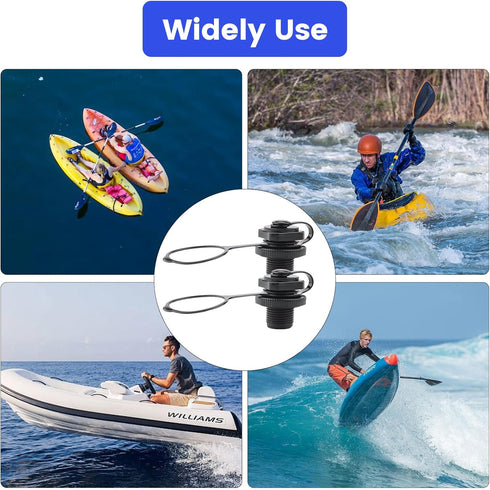 Inflatable Boat Air Valve, 2PCS Replacement Caps Boat Spiral Air Plugs One-Way Inflation for Inflatable Raft Boat Kayak