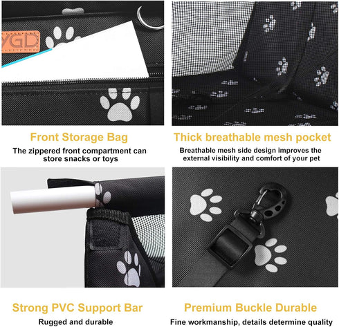 BYGD Pet Dog Booster Seat | Upgrade Support Rod | Breathable and Foldable Pet Car Basket | Portable Seat for Small and