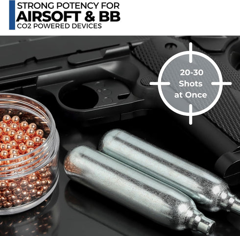 ICO 12 Gram Non-Threaded CO2 Cartridges for BB Gun, Airsoft Pistol, Paintball Markers