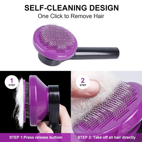 NPET Dog Brush, Self Cleaning Slicker Brush for Cats and Dogs, Gently Removes Loose Undercoat, Mats Tangled Hairs Dog