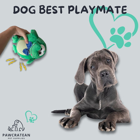 7-Inch Plush Squeaky Toy for Small Dogs - Washable Green Frog