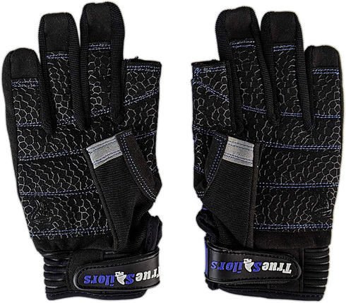 MRX BOXING & FITNESS Sailing Gloves, Sticky Palm Gripy Glove for Yachting, Kayak, Dinghy Fishing, 2 Cut Finger (Black