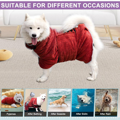 Gimilife Dog Towel, Dog Bathrobe Pet Grooming Towel Drying Coat Robes for After Bath Collection Absorbent Microfiber