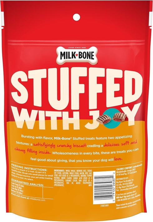 Milk-Bone Stuffed Dog Treats with Real Bacon & Beef, 10 Ounce (Pack of 5), Crunchy Biscuit with Soft Filling