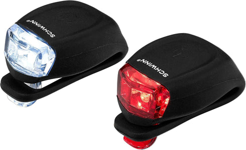 Schwinn LED Quick Wrap Bike Lights Set - Battery Powered Front Headlight and Rear Tail Lights