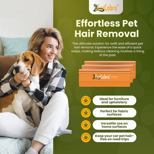 Pro Pet Hair Remover 4.33", Easy Grip Tool for Car and Carpet Fur Removal, Light and Compact