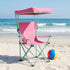 125 lb. CLMSTE Canopy Folding Chair with Safety Lock, Outdoor Chair Capacity (Pink)