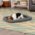 Furhaven Dog Bed for Medium/Small Dogs & Indoor Cats, 100% Washable Sherpa Fleece Bolster Crate Pad Gray