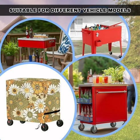 Puxucrazy 52L 19W 32H inch Hippie Flower Cooler Cart Cover Patio Cooler Cover Tear-Resistant Ice Chest Protective