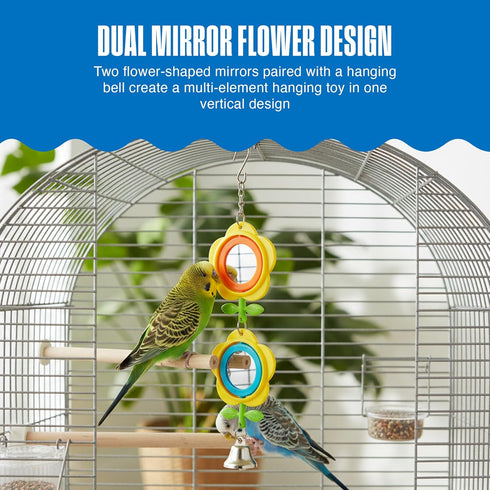 Finches, 3.7519.2 Penn-Plax Bird Life Two Flower Mirror with Bell - Interactive Bird Toy with Spinning Floral Mirrors