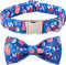 Lionet Paws Patriotic Dog Collar with Bowtie - Soft Comfortable Adjustable American Flag Collar for Dogs (Medium, Neck